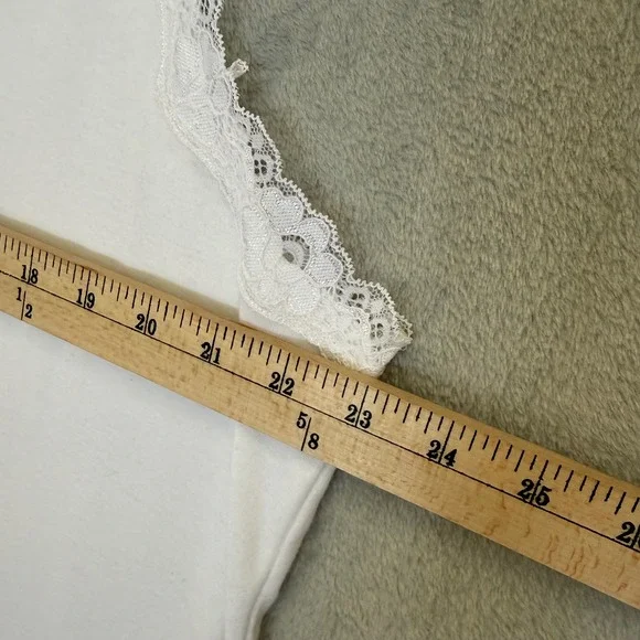 Karen Scott Women's 2X White Lace Trim Tank Top Camisole Sleeveless Cotton - Picture 7 of 8